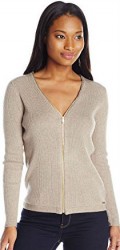 3 Summer Cardigans Paris Calvin Klein Women's Ribbed Zipper Front Cardigan