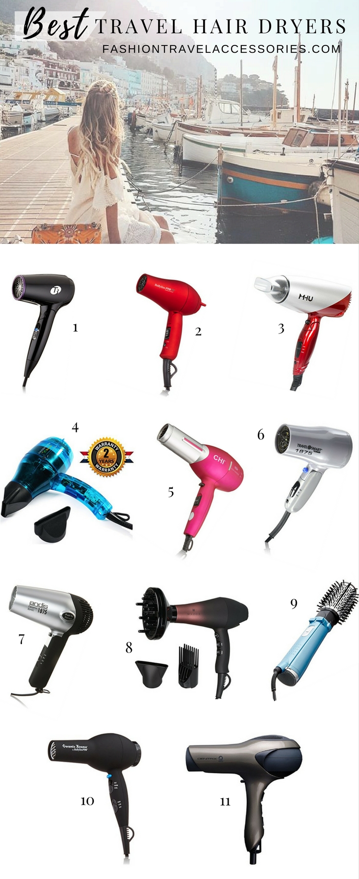 Best Travel Hair Dryers Fashion Travel Accessories Fast Drying Portable Compact Quiet Powerful 1